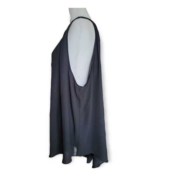 New‎ Lane Bryant Women's Beaded Neckline Asymmetrical Hem Black Blouse - Picture 4 of 8